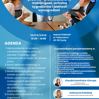 Wyzwania nowej rzeczywistości prawnej – przeciwdziałanie mobbingowi, ochrona sygnalistów i jawność wynagrodzeń